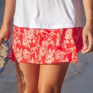 RipSkirt Hawaii skirt XL 16 - 18  Coral Peach Hibiscus print Length 2